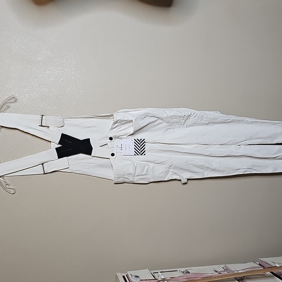 NWT Sandrine Rose Small Women's White Denim Overalls - Picture 8 of 10